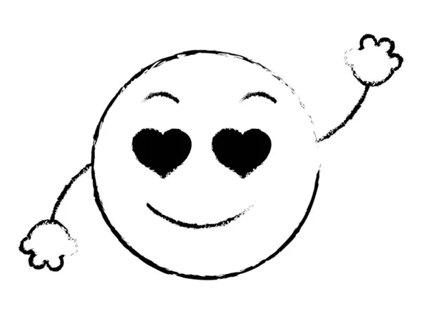 Grunge innamorata emoji faccia espressione con le braccia — Vettoriale Stock