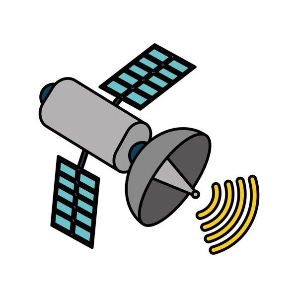 Satélite Emisión Señal Tema Internet Diseño Aislado Ilustración Vectorial — Vector de stock