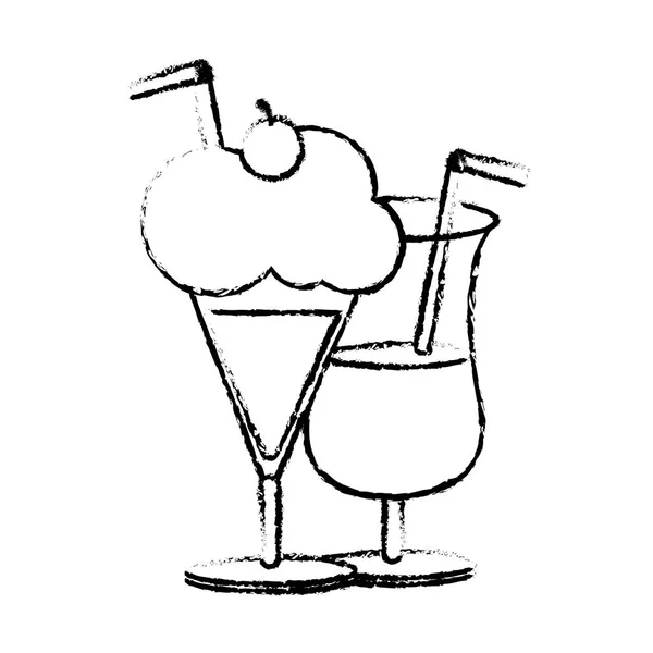 Kokteyl Milkshake Içki Içecek Menü Tema Izole Tasarım Vektör Çizim — Stok Vektör