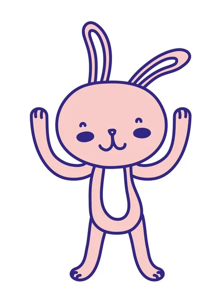 Full color cartoon rabbit animal with hands up — Stock Vector