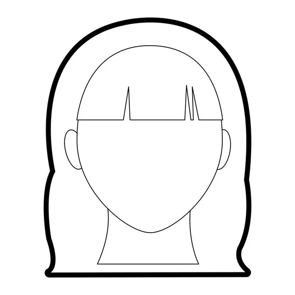 Contour utilisateur femme tête avec coiffure et sans visage — Image vectorielle