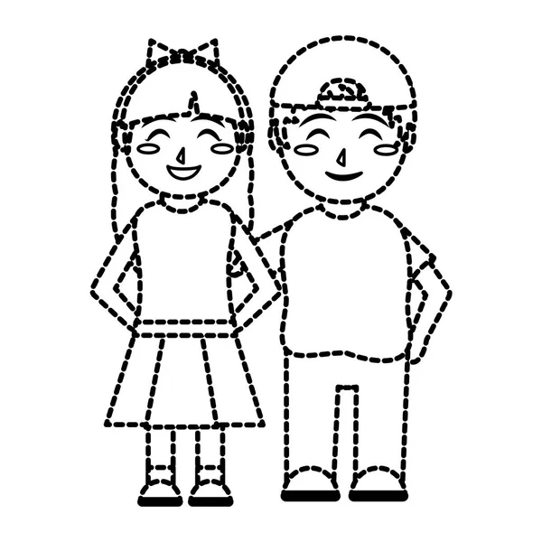Chica y niño diseño de dibujos animados — Vector de stock