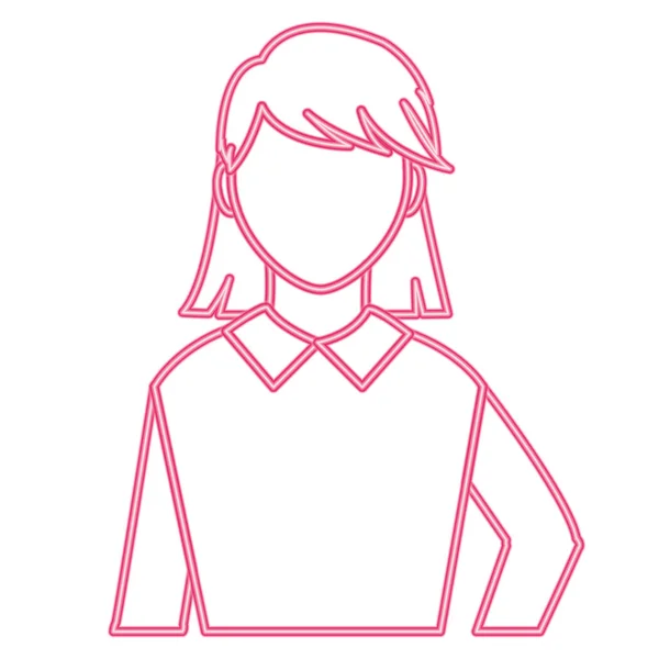 Néon ligne femme utilisateur avec design élégant chemisier — Image vectorielle