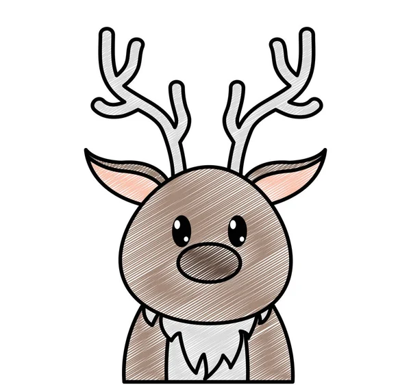 Adorable renne râpé personnage animal mignon — Image vectorielle