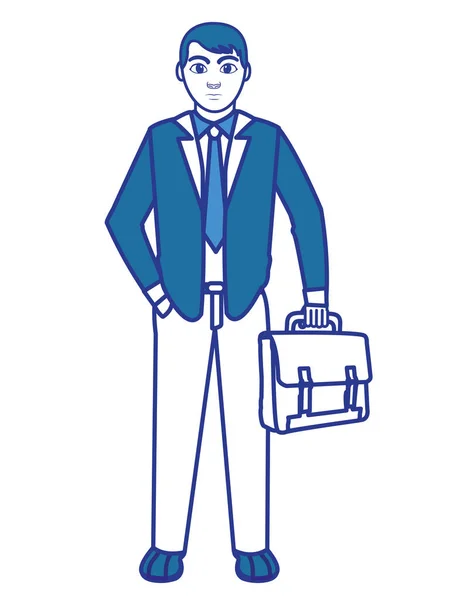 Hombre de color con maleta y elegante estilo de ropa — Vector de stock