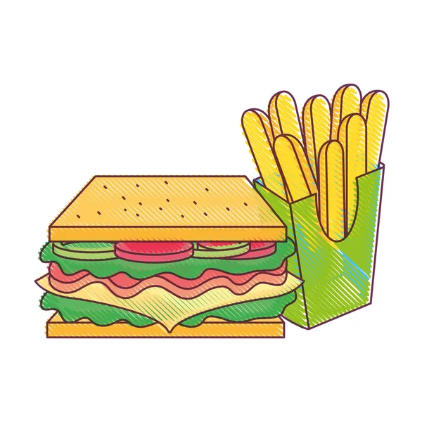 Sandwich et frites design — Image vectorielle