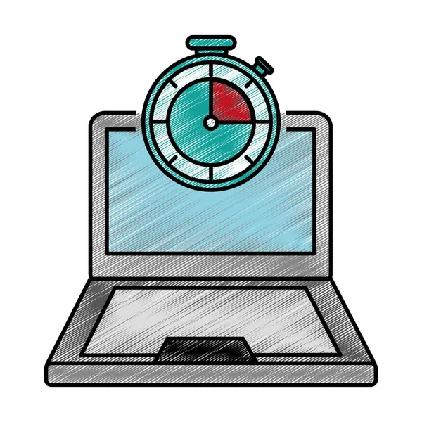 Laptop Chronometer Voor Levering Verzend Logistiek Theme Geïsoleerd Ontwerpen Vectorillustratie — Stockvector