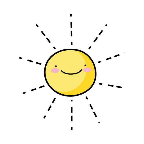 Heureux soleil nature météo kawaii — Image vectorielle