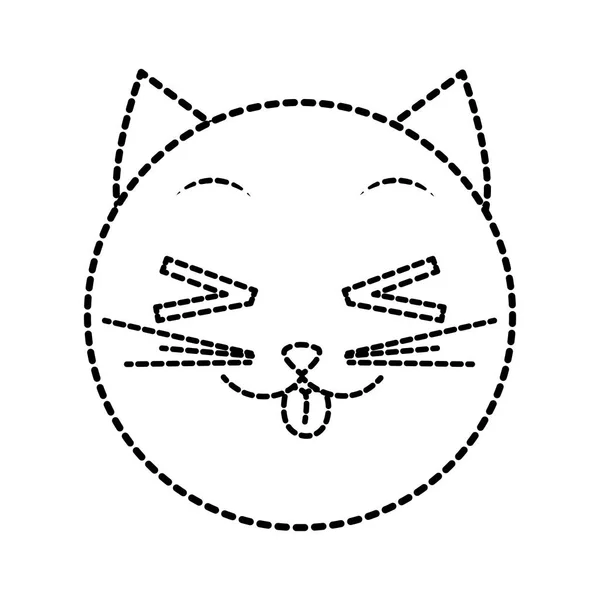 Forma punteada divertido gato cara emoji expresión — Vector de stock