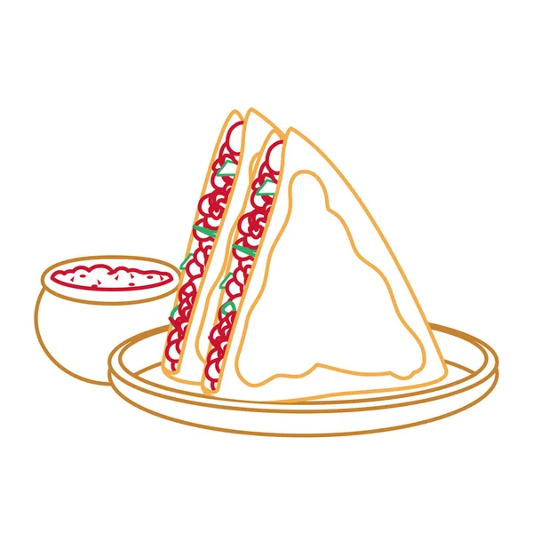 Quesadilla Meksika yemeği ve geleneksel yemekleri Tema izole tasarım vektör çizim