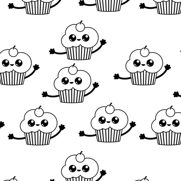 Cupcake Fond Dessert Sucré Boulangerie Thème Conception Isolée Illustration Vectorielle — Image vectorielle