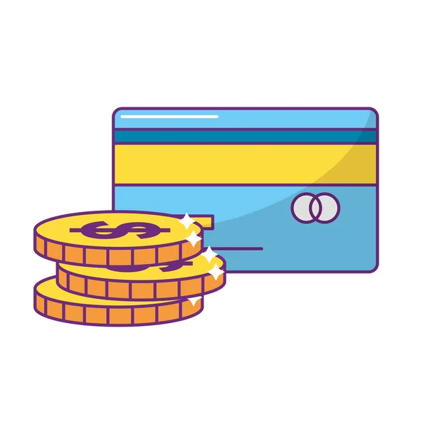 Κέρματα και σχεδιασμός πιστωτικής κάρτας — Διανυσματικό Αρχείο
