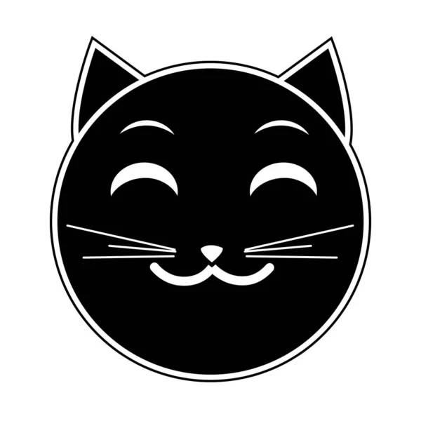Silhueta sorriso gato rosto emoji expressão — Vetor de Stock