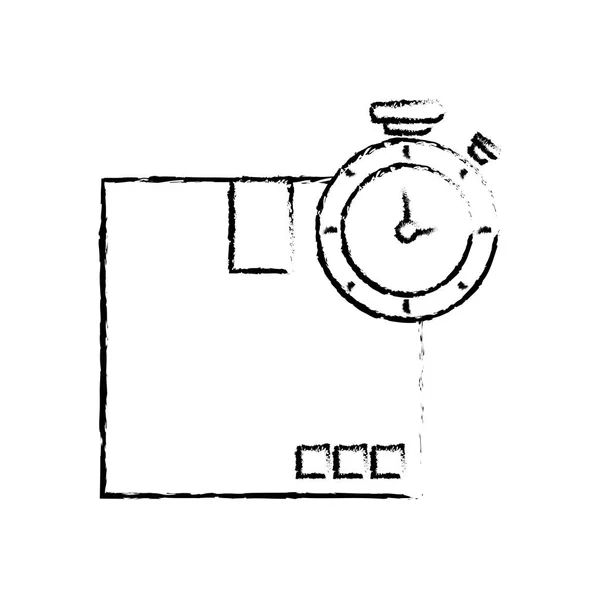 Boîte Chronomètre Livraison Expédition Logistique Thème Conception Isolée Illustration Vectorielle — Image vectorielle