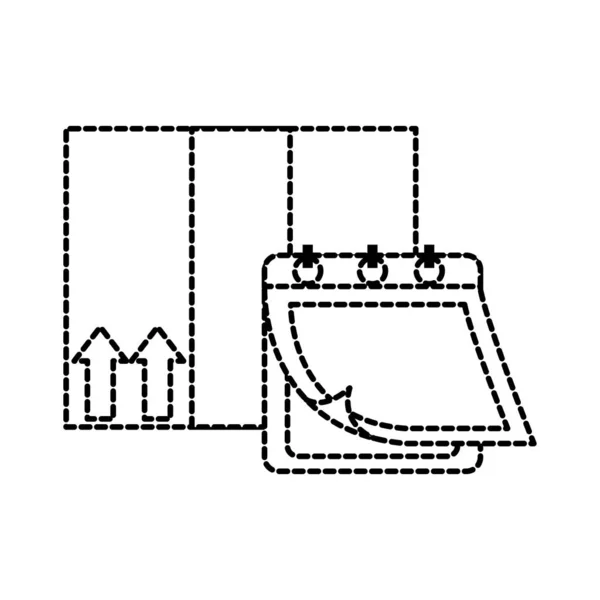 Boîte de livraison en forme pointillée service de paquet avec calendrier — Image vectorielle