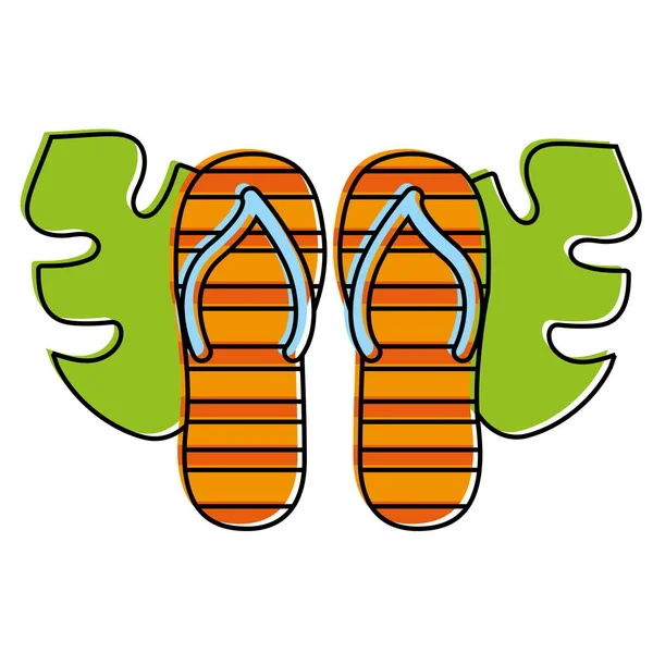 Sandalet ve yaprakları tasarım — Stok Vektör