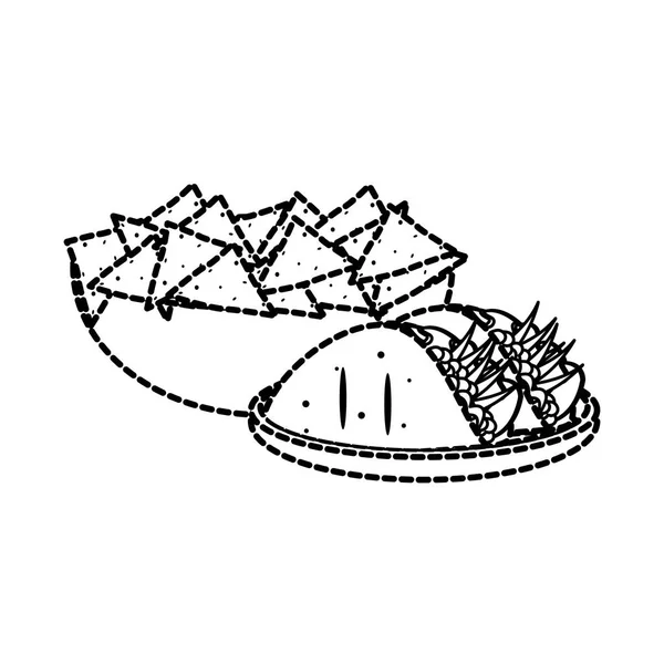 ナチョス ブリートはメキシコ料理と伝統的な料理のテーマ分離デザイン ベクトル イラストの — ストックベクタ