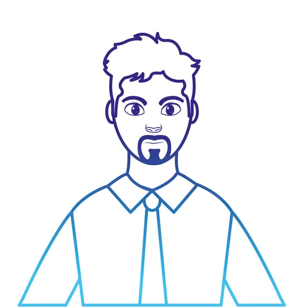 Ligne dégradée profil homme avec chemise élégante et coiffure — Image vectorielle