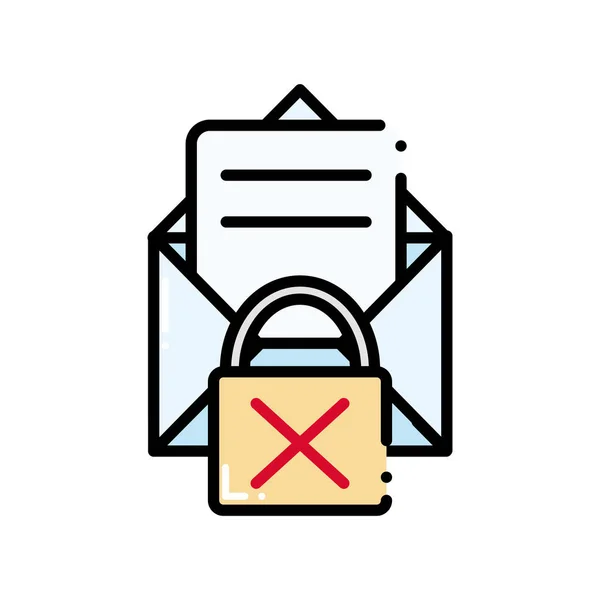 Тире строка сообщения электронной почты с замком плохой безопасности — стоковый вектор