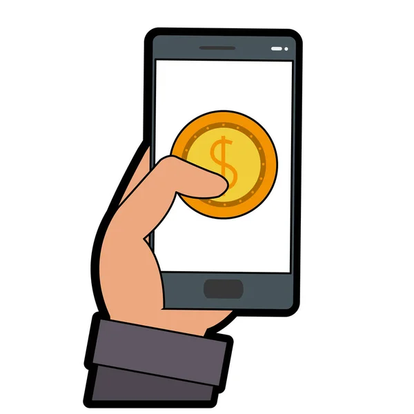 Дизайн смартфона і монети — стоковий вектор