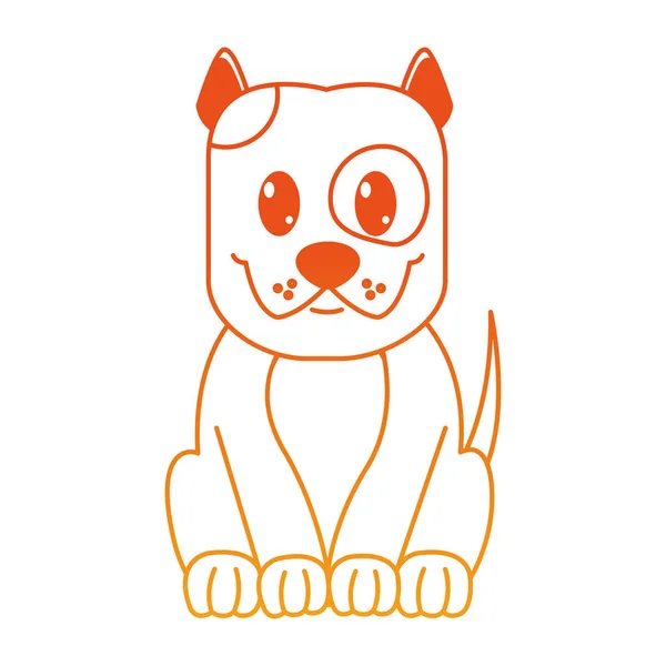 Orange line happy dog cute animal character — стоковый вектор