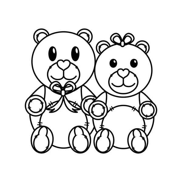 Teddy urso casal design — Vetor de Stock