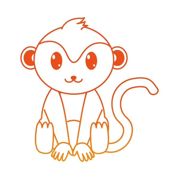 Línea naranja mono lindo animal salvaje carácter — Vector de stock