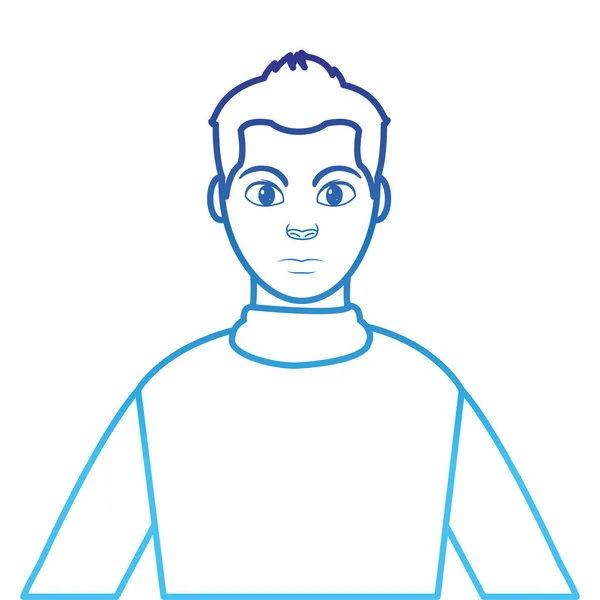 Linea degradata profilo uomo con acconciatura design e camicia — Vettoriale Stock