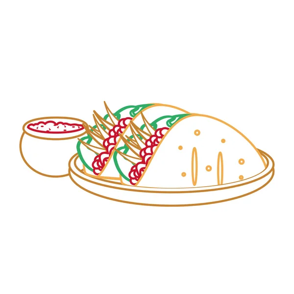 Burrito Cuisine Mexicaine Traditionnelle Thème Design Isolé Illustration Vectorielle — Image vectorielle