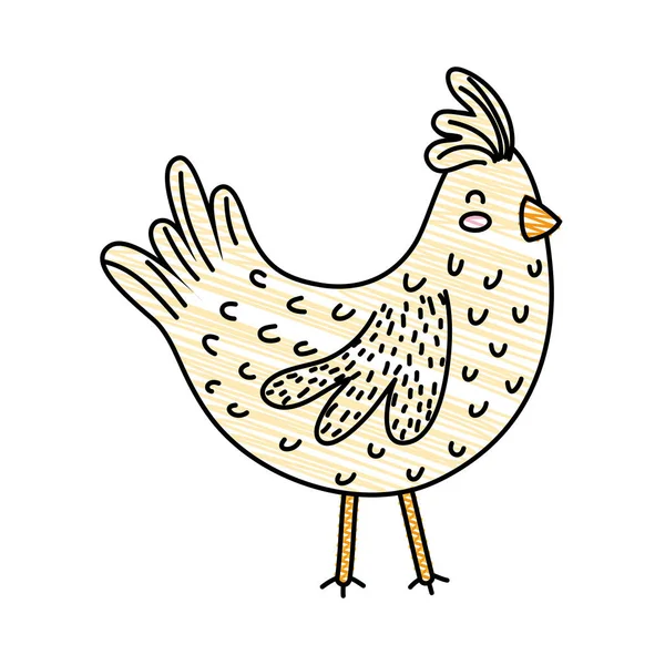 Grated hen farm bird animal with wings — Stock Vector