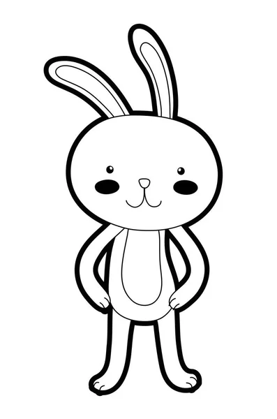 Overzicht gelukkig konijn cartoon met gelaatsuitdrukking — Stockvector