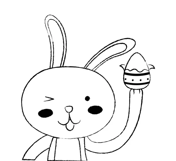 Grunge lapin animal avec oeuf Pâques conception — Image vectorielle