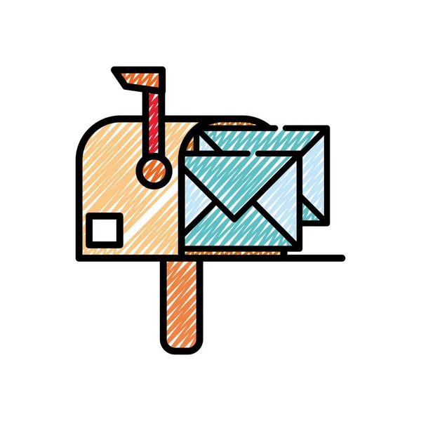 Buzón de correspondencia rallado con mensaje de carta postal — Vector de stock