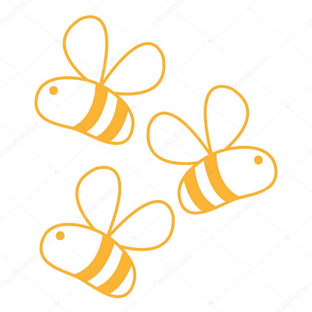 neon line cute bees insect animal flying