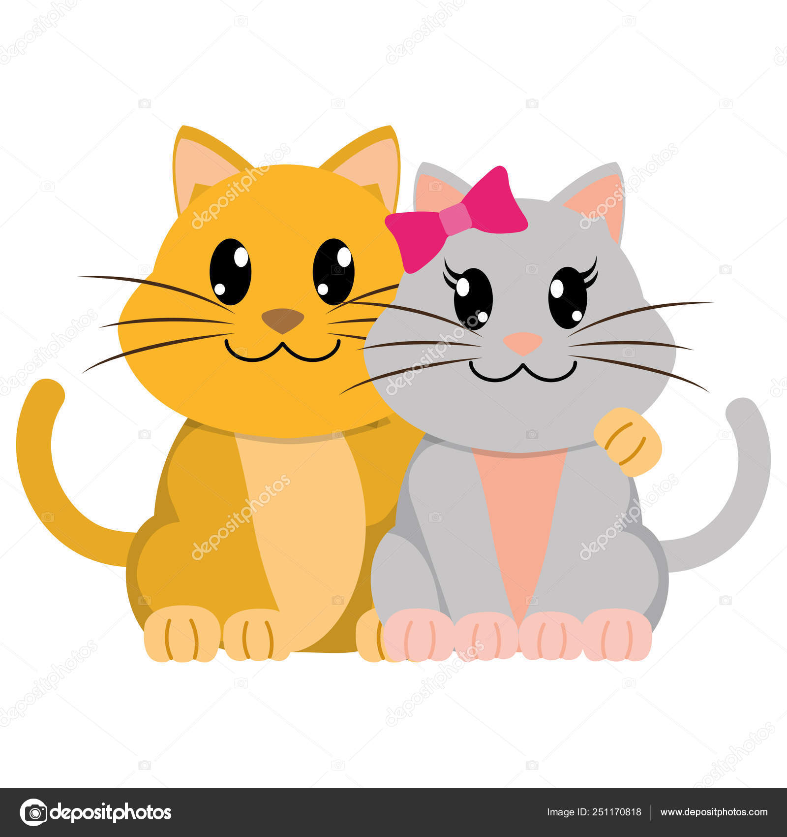 カラフルなカップル猫かわいい動物キャラクター ストックベクター