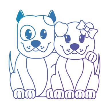 Mavi Çizgili çift birlikte sevimli hayvan köpek