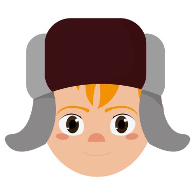 Kış bez moda şapkalı çocuk ve ve Tema izole tasarım vektör çizim sezon