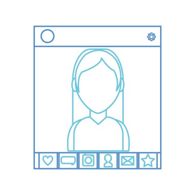 Kız ve sohbet sosyal medya ve çoklu ortam Tema izole tasarım vektör çizim