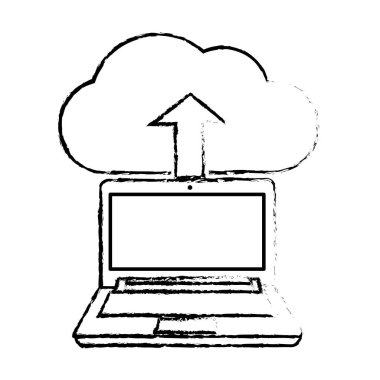 Bulut depolama teknolojisi ve sanal Tema izole tasarım vektör çizim bilgisayar
