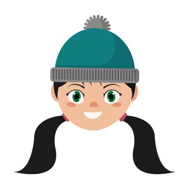 Kız kış bez moda şapkalı ve ve Tema izole tasarım vektör çizim sezon