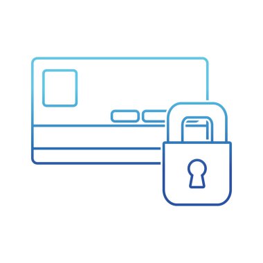 Mavi çizgili Finans kredi kartı ile asma kilit kapatın