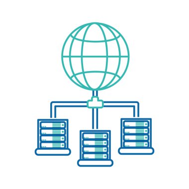 Veri Merkezi barındırma web ve Tema izole tasarım vektör çizim temel