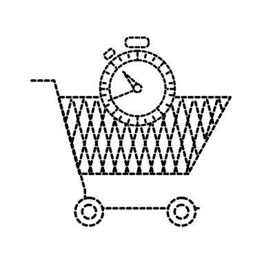 Araba ve kronometre zaman nesne alışveriş noktalı şekli