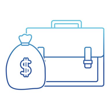 mavi çizgi iş evrak çantası nesnesi çanta para ile