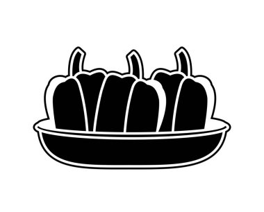 Biber sebze sağlıklı ve organik gıda Tema izole tasarım vektör çizim