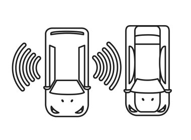 çizgi arabalar dijital wifi bağlantı teknolojisi ile