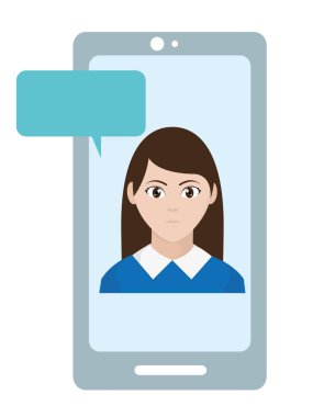 Avatar zarif kadının smartphone ile sohbet kabarcık içinde
