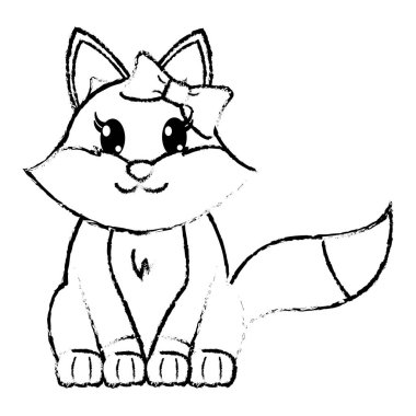 Grunge dişi tilki sevimli hayvan şerit yay ile