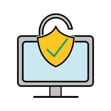 çizgi renk bilgisayar teknolojisi ile asma kilit iyi güvenlik