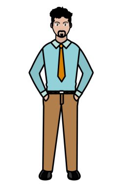 çizgi rengi gömlek ve kravat tasarım zarif adamla